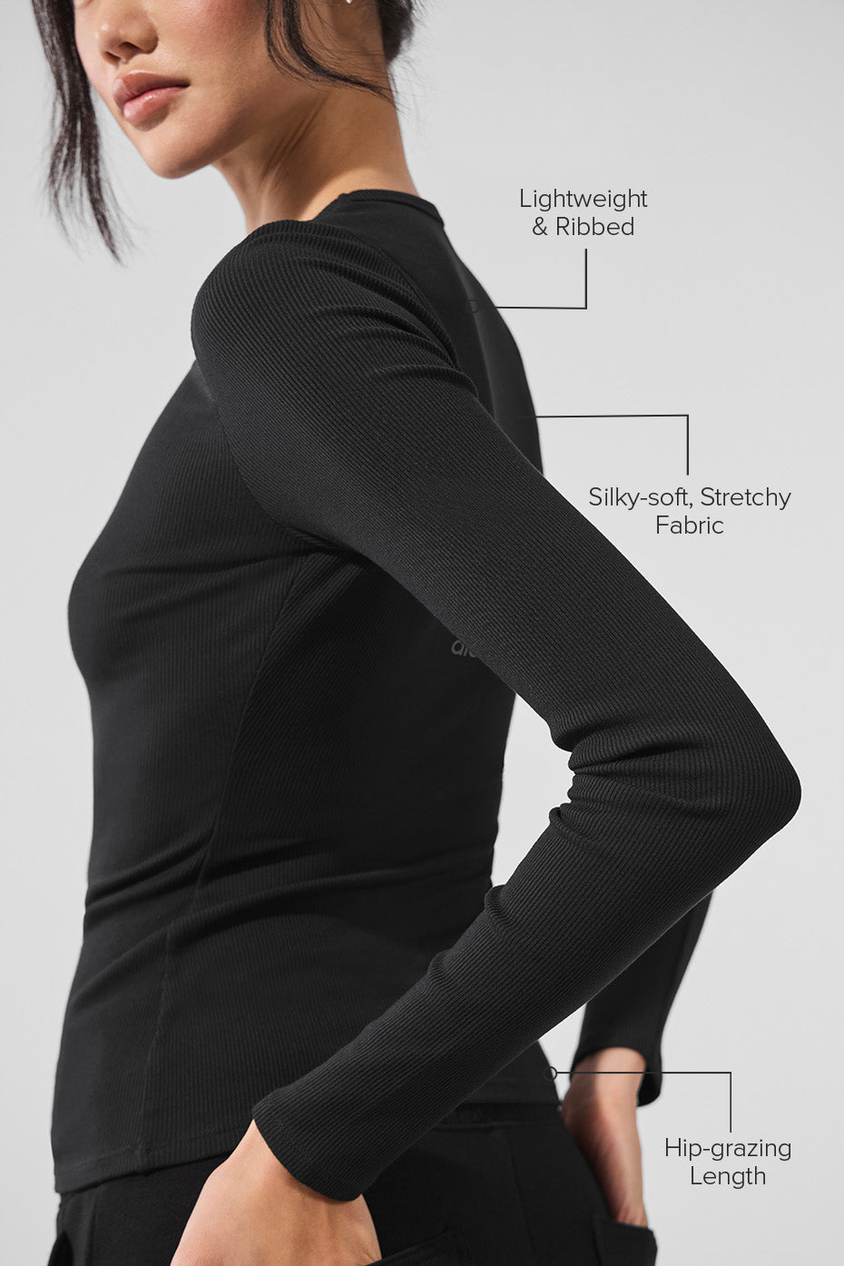 alo Ribbed Modal Long Sleeve - Black