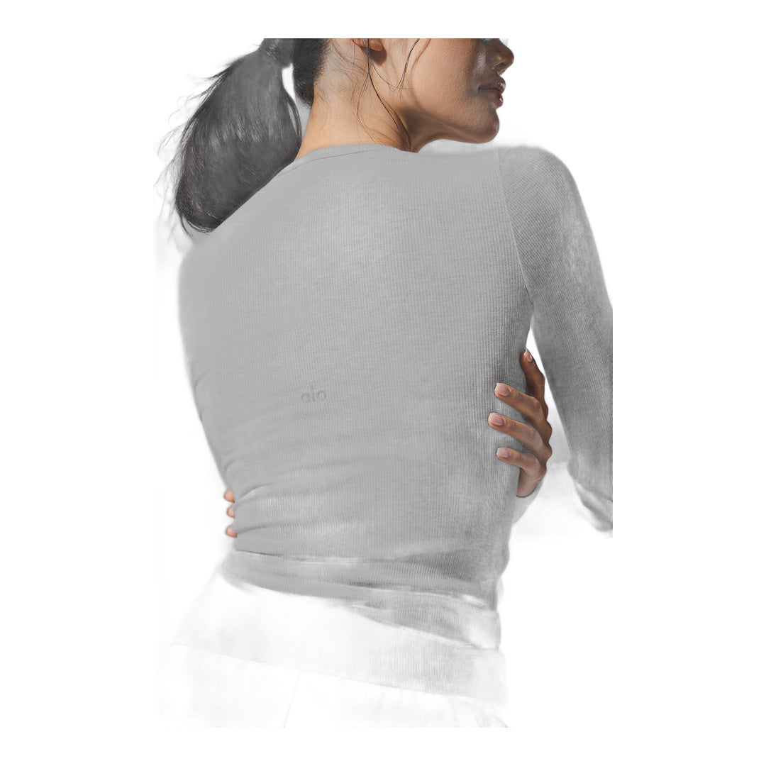 alo Ribbed Modal Long Sleeve - Athletic Heather Grey