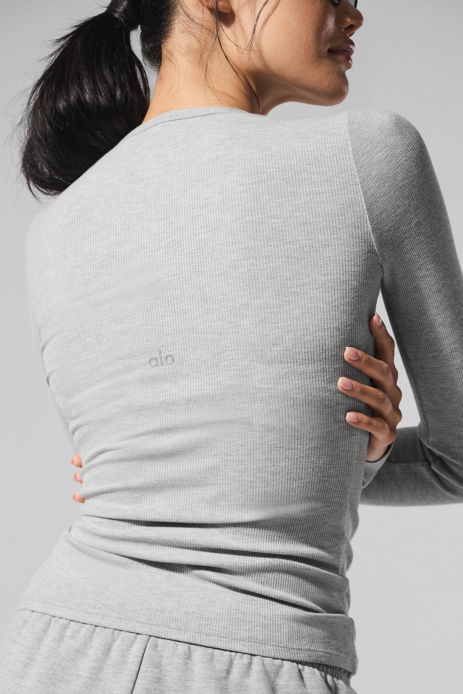 alo Ribbed Modal Long Sleeve - Athletic Heather Grey