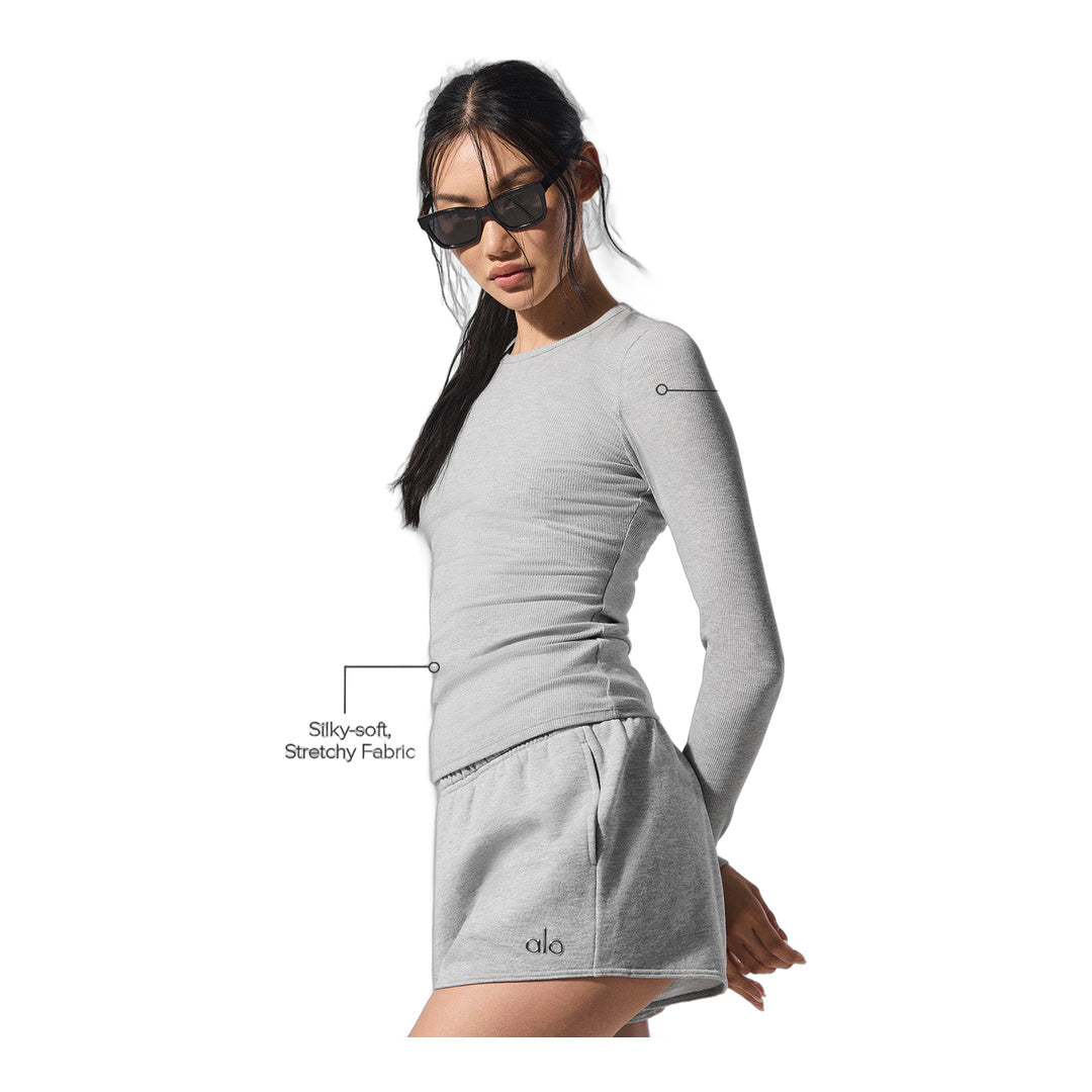 alo Ribbed Modal Long Sleeve - Athletic Heather Grey