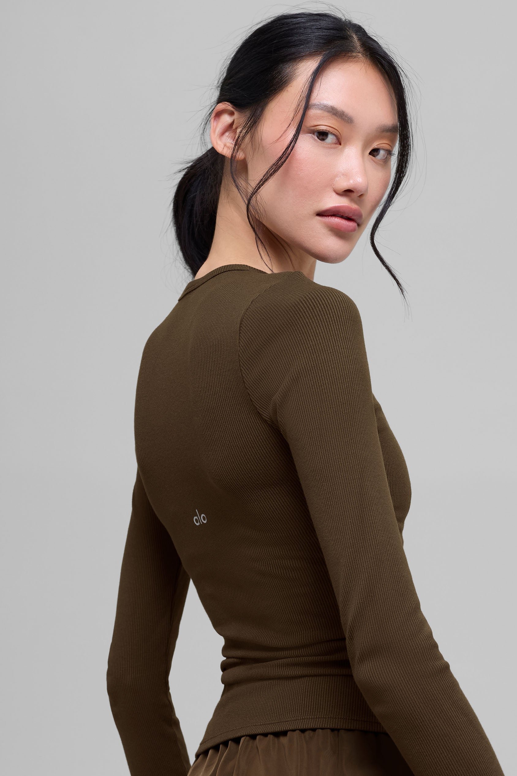 alo Ribbed Modal Long Sleeve - Espresso