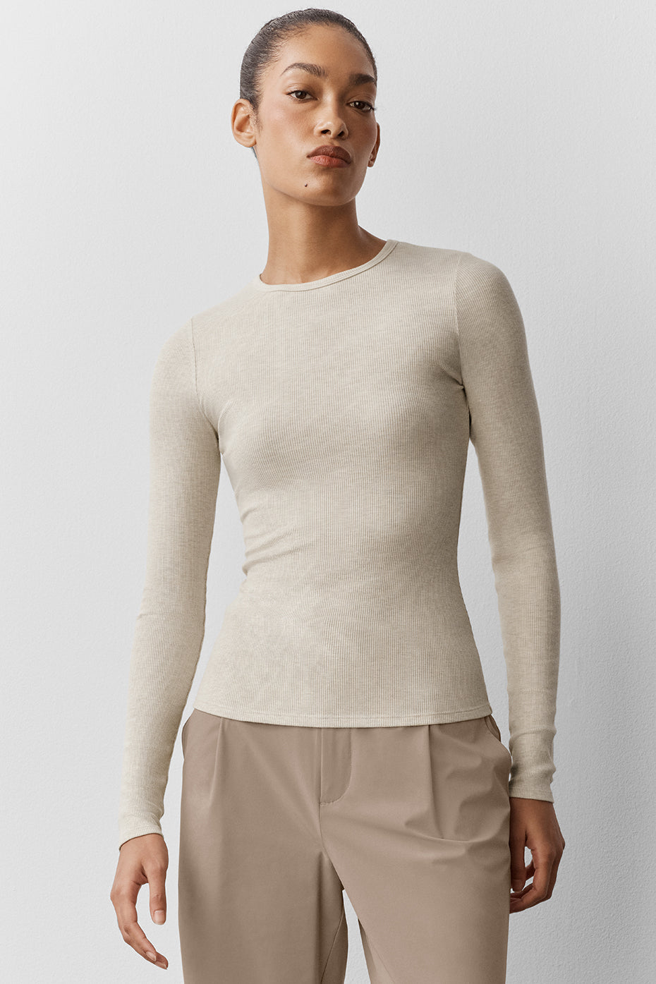 alo Ribbed Modal Long Sleeve - Oatmeal Heather