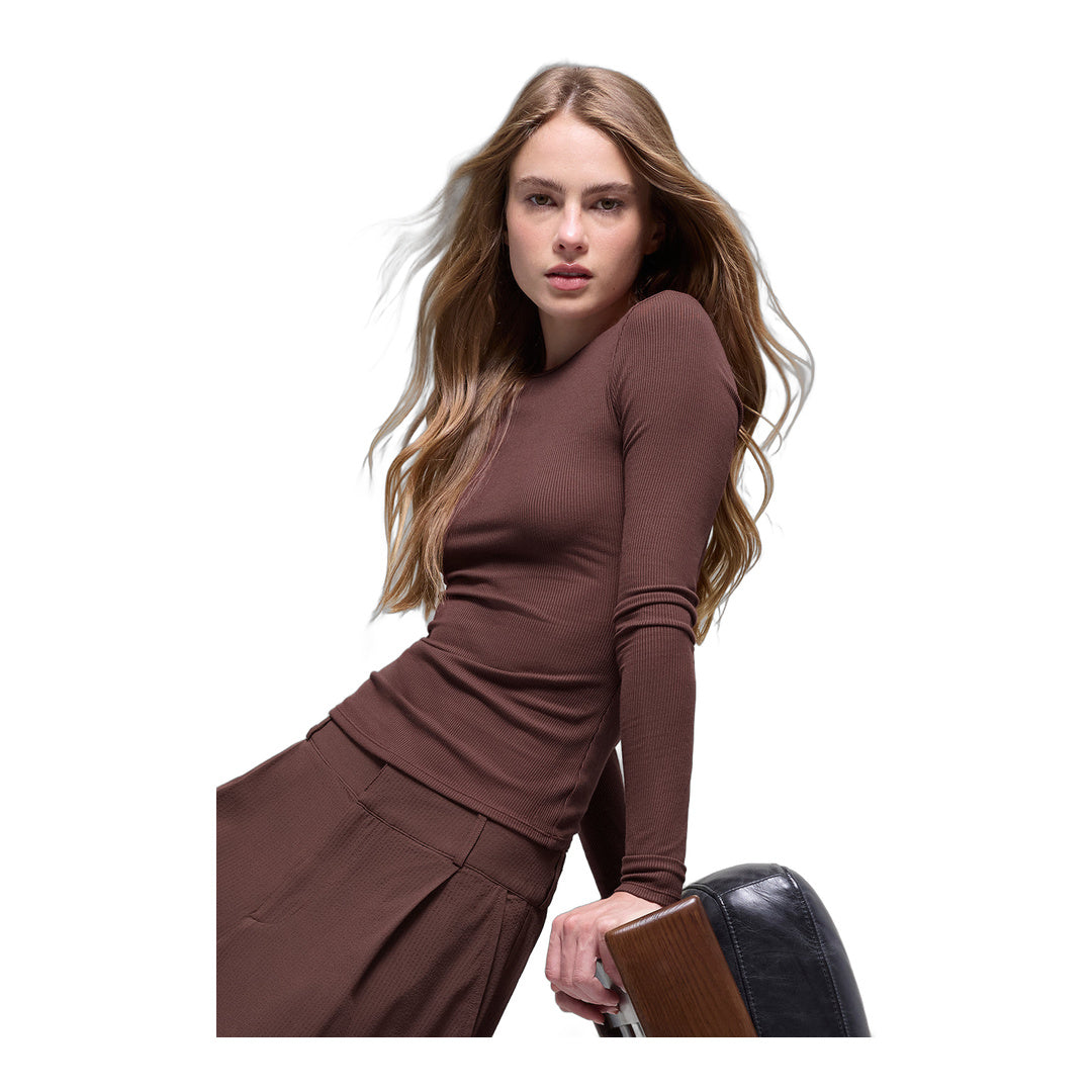 alo Ribbed Modal Long Sleeve - Brownstone