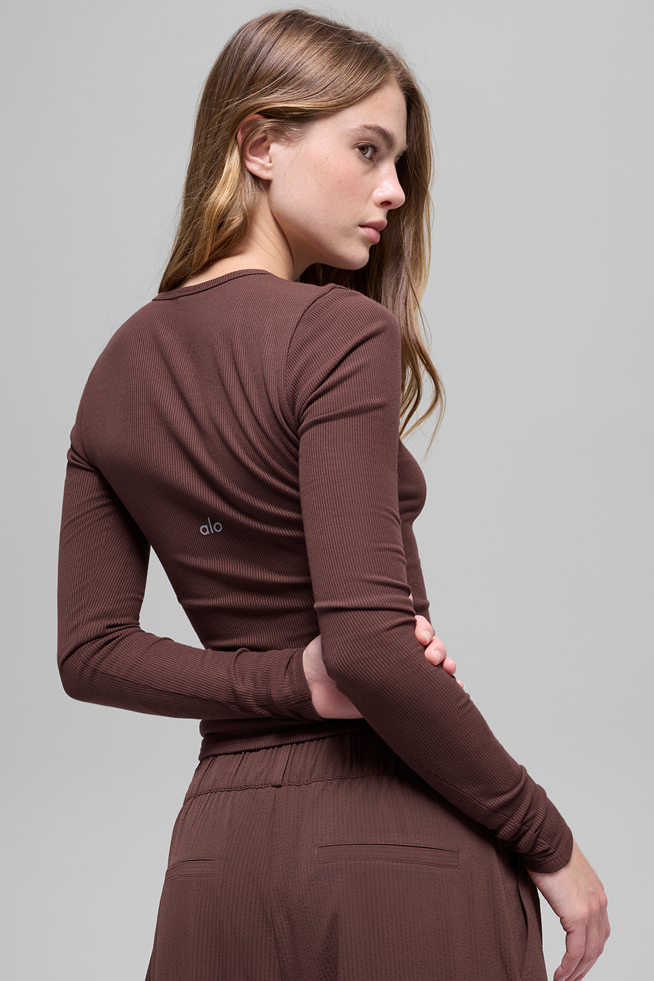 alo Ribbed Modal Long Sleeve - Brownstone