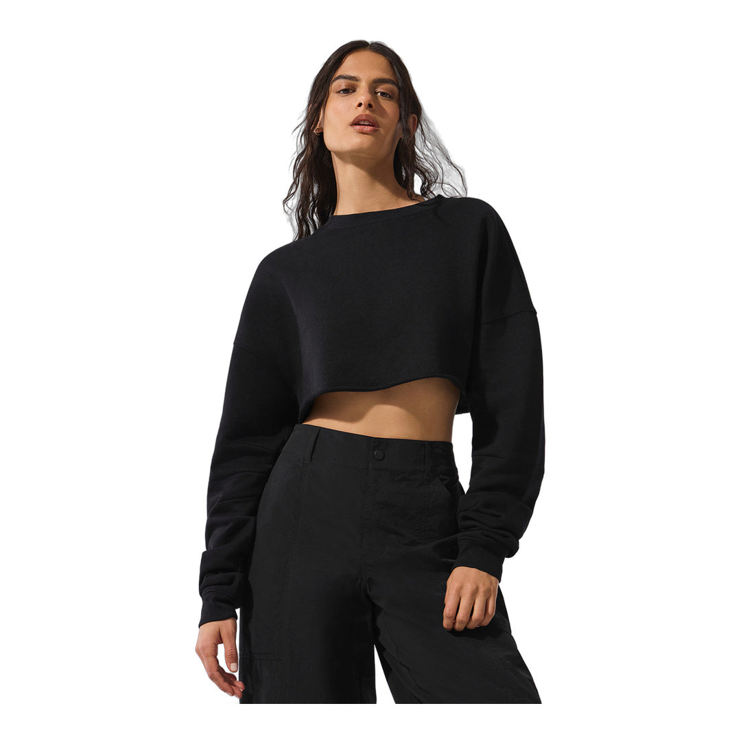 alo Extreme Cropped Pullover - Black