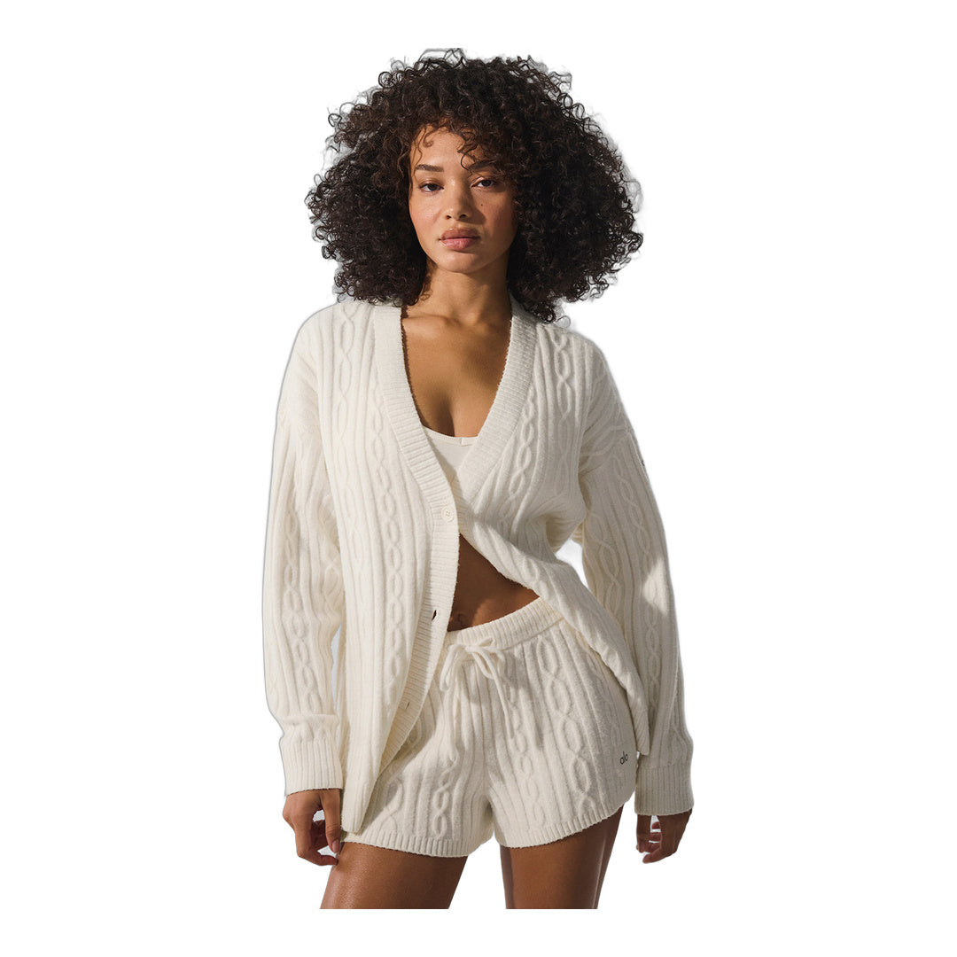 alo Cable Knit Winter Bliss Cardigan - Ivory
