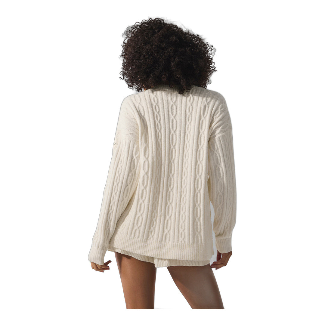 alo Cable Knit Winter Bliss Cardigan - Ivory