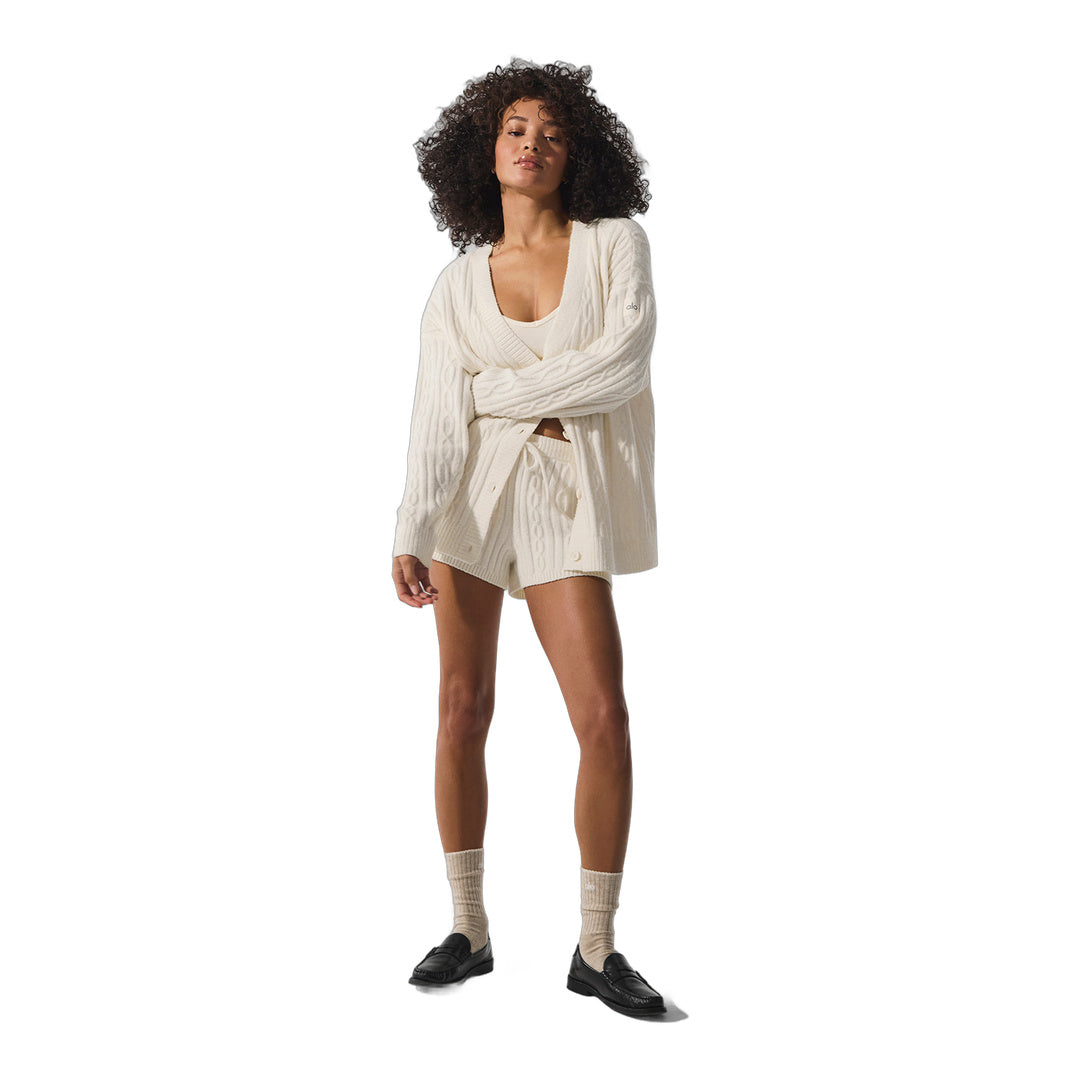 alo Cable Knit Winter Bliss Cardigan - Ivory