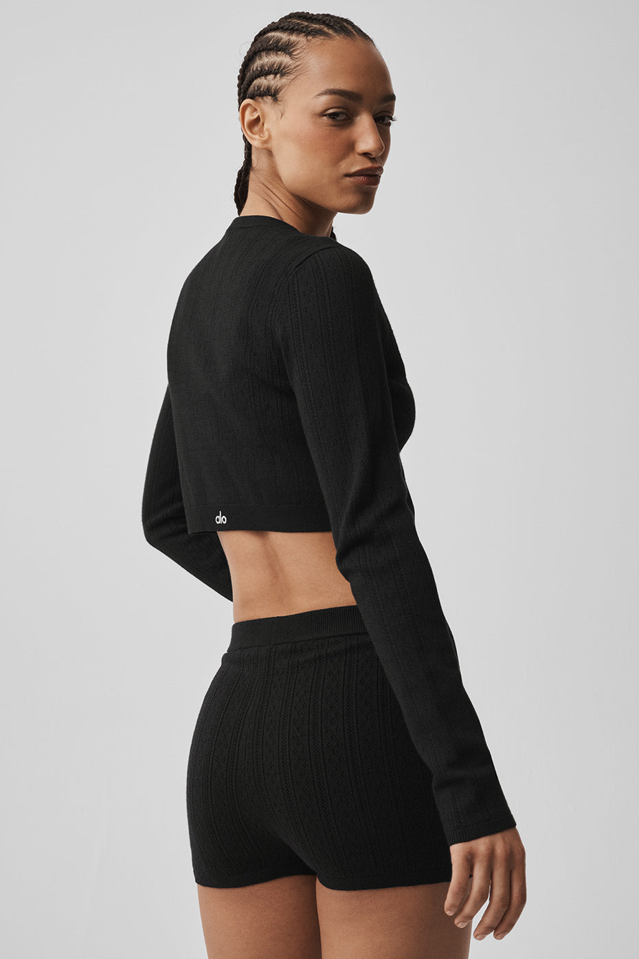 alo Pointelle Sweater Be Mine Cardigan - Black