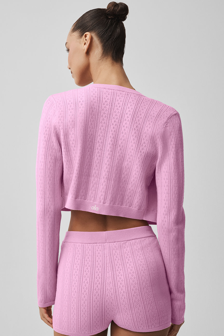 alo Pointelle Sweater Be Mine Cardigan - Candy Heart Pink