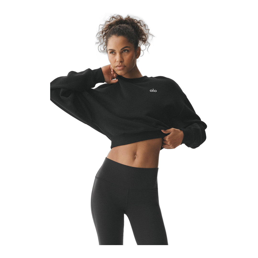 alo Cropped Accolade Crewneck - Black