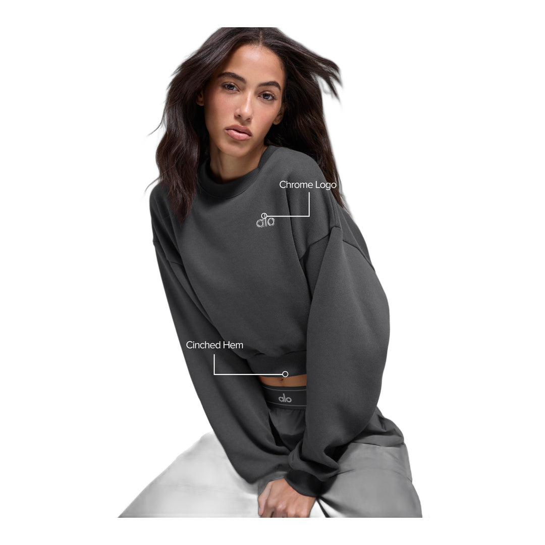 alo Cropped Accolade Crewneck - Anthracite