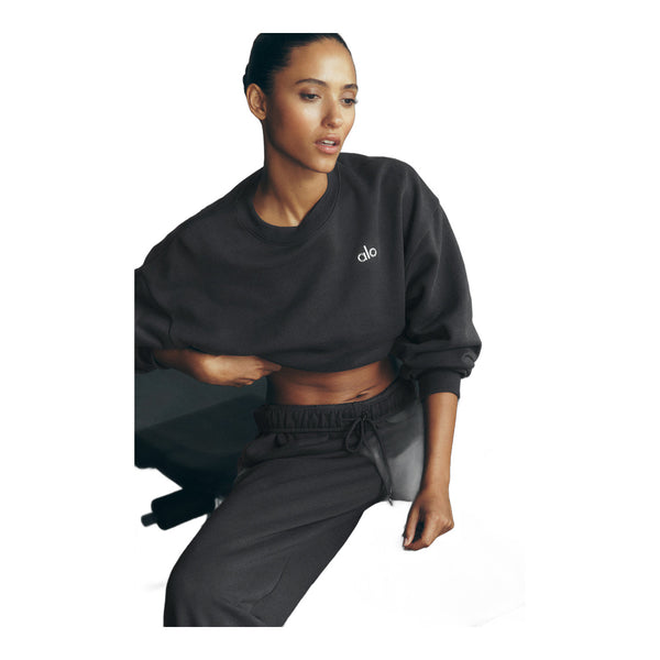 alo Cropped Accolade Crewneck - Anthracite