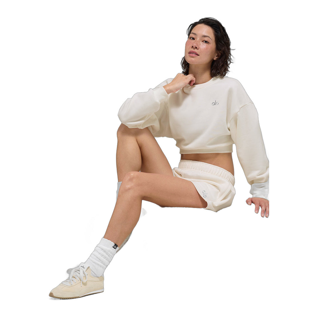 alo Cropped Accolade Crewneck - Ivory
