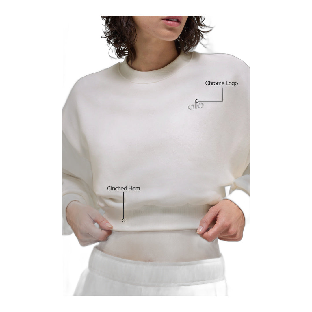 alo Cropped Accolade Crewneck - Ivory