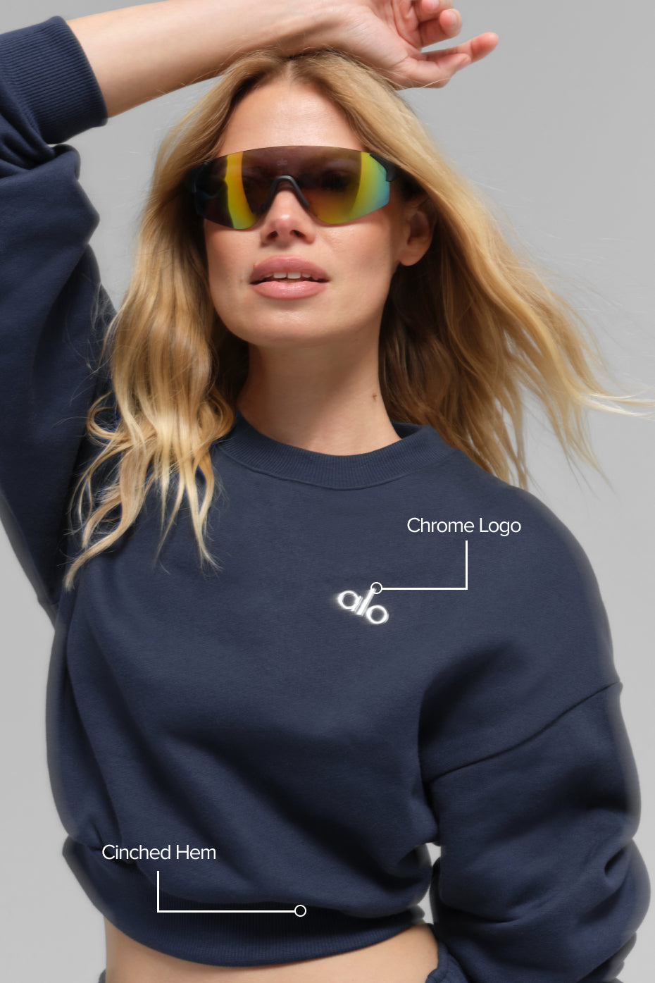 alo Cropped Accolade Crewneck - Navy
