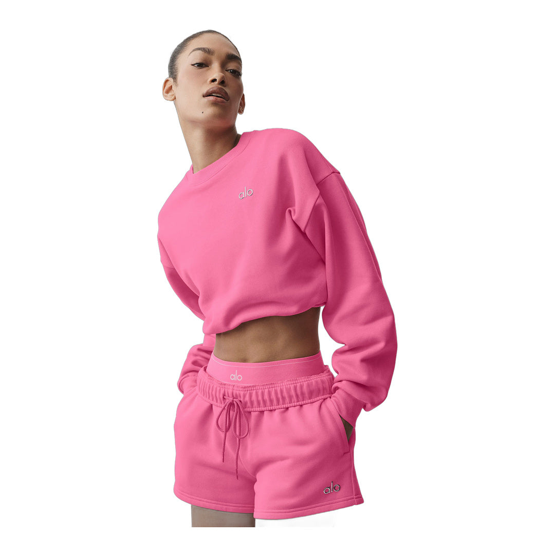 alo Cropped Accolade Crewneck - Paradise Pink