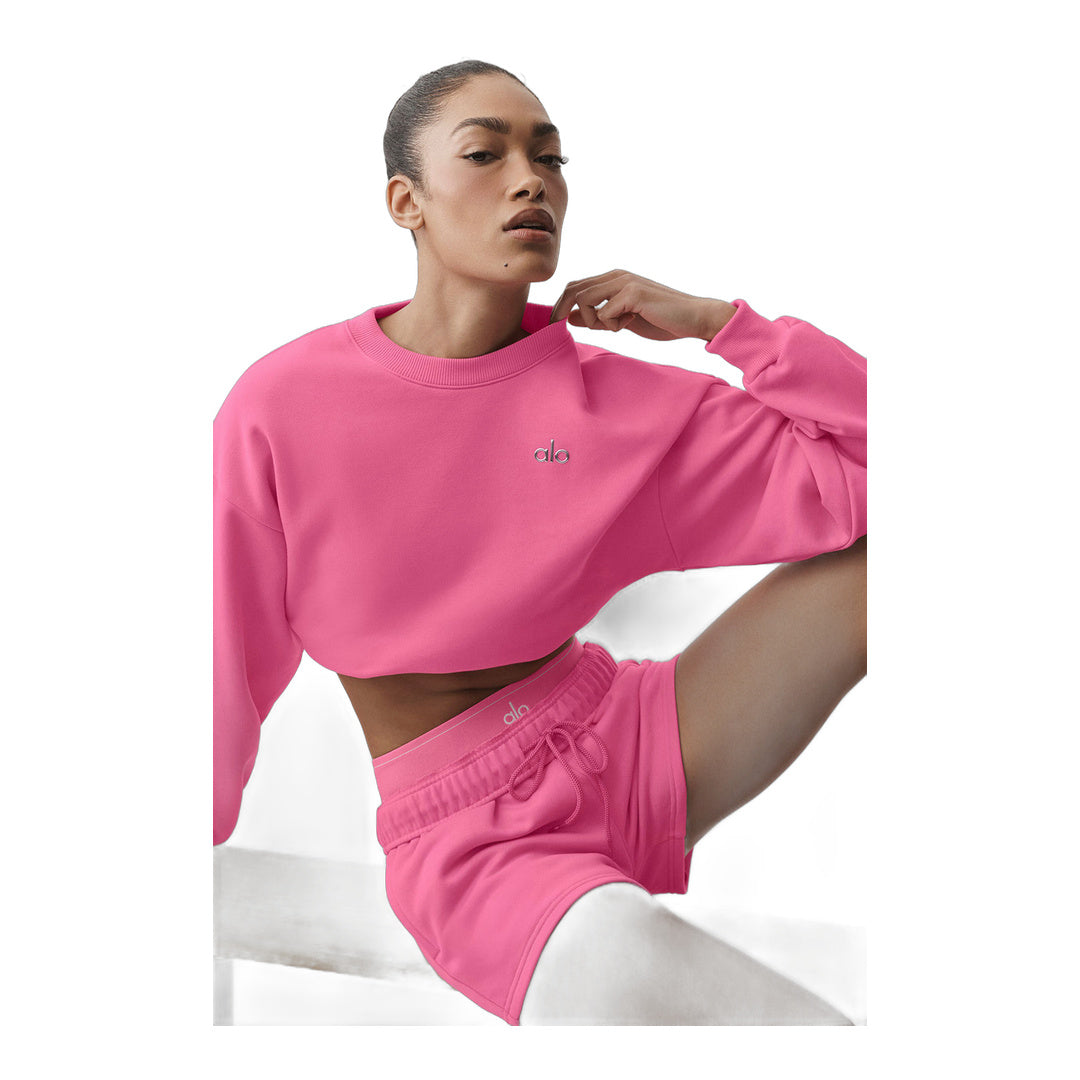 alo Cropped Accolade Crewneck - Paradise Pink