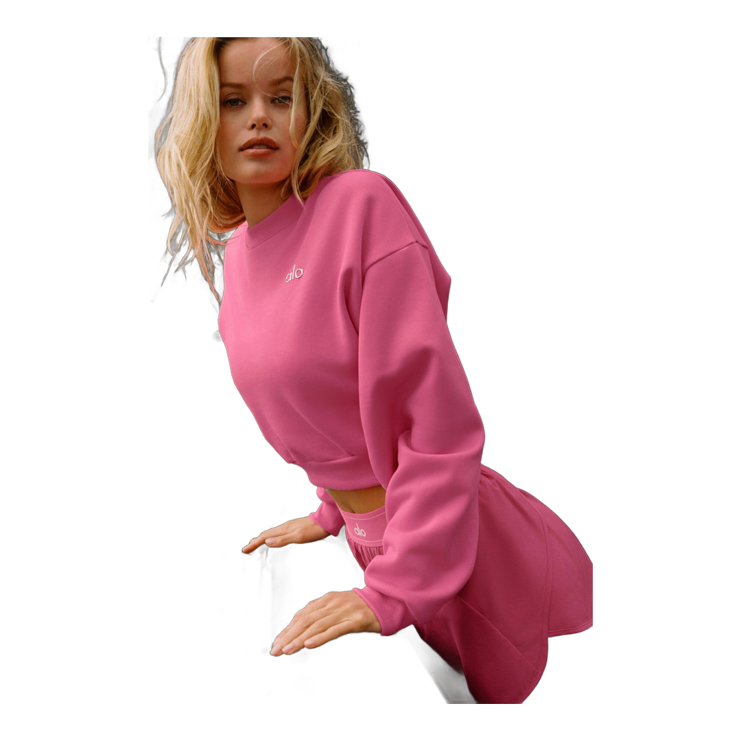 alo Cropped Accolade Crewneck - Paradise Pink