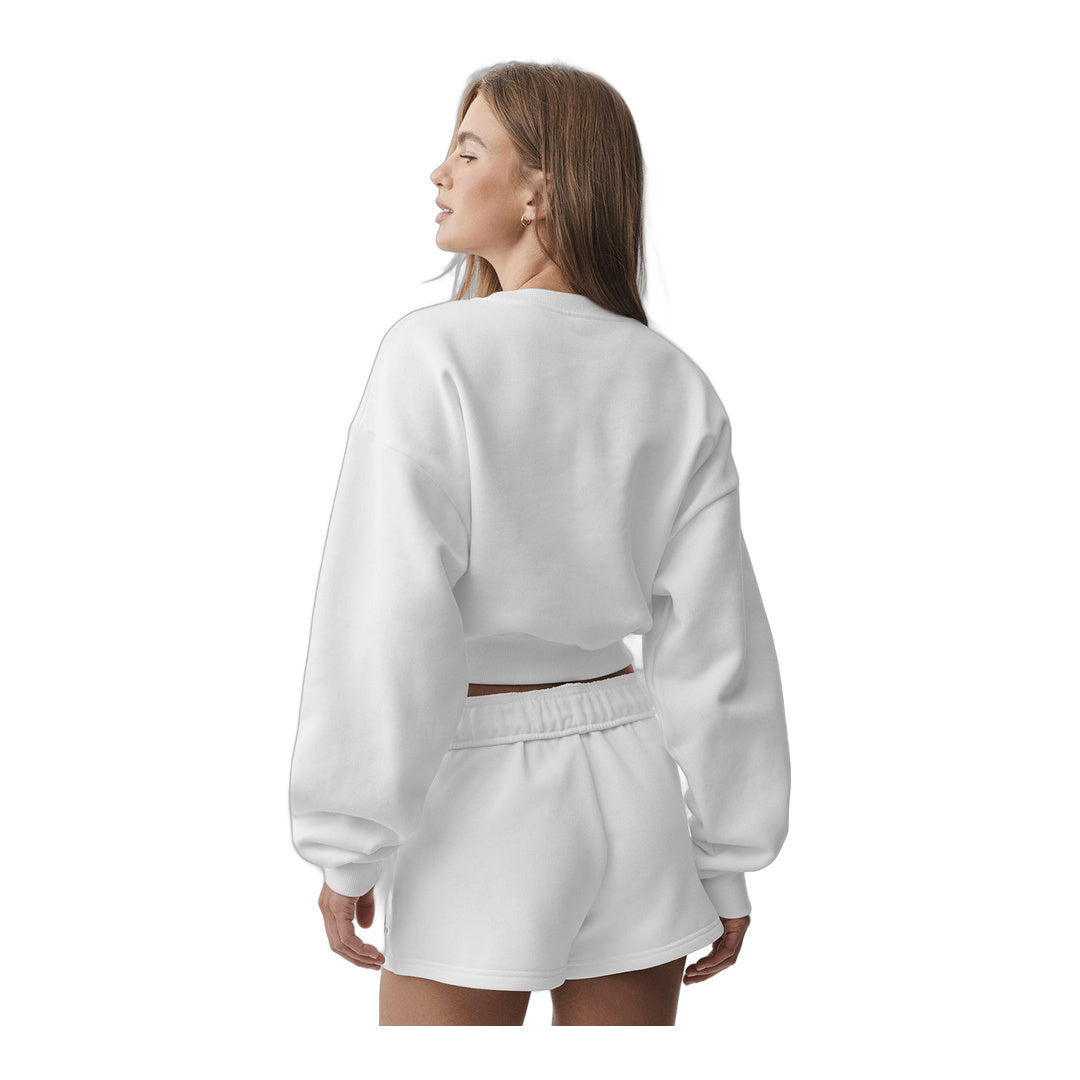 alo Cropped Accolade Crewneck - White
