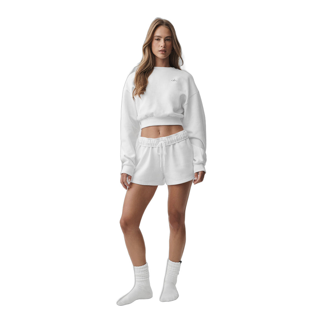 alo Cropped Accolade Crewneck - White