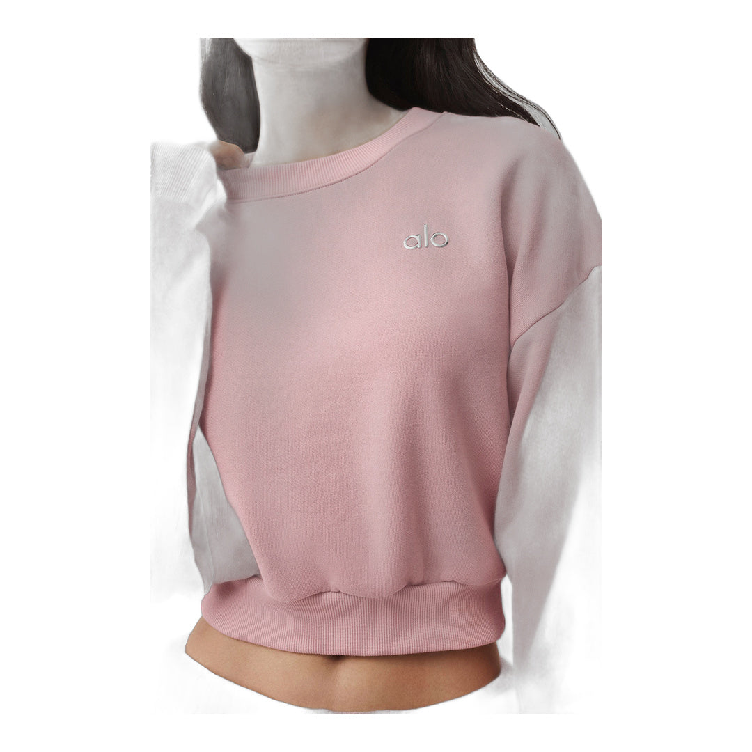 alo Cropped Accolade Crewneck - Vintage Pink