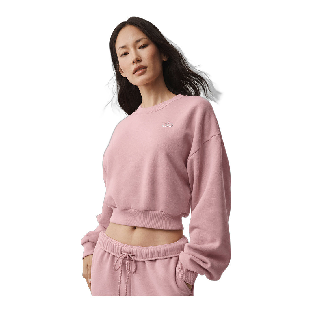 alo Cropped Accolade Crewneck - Vintage Pink