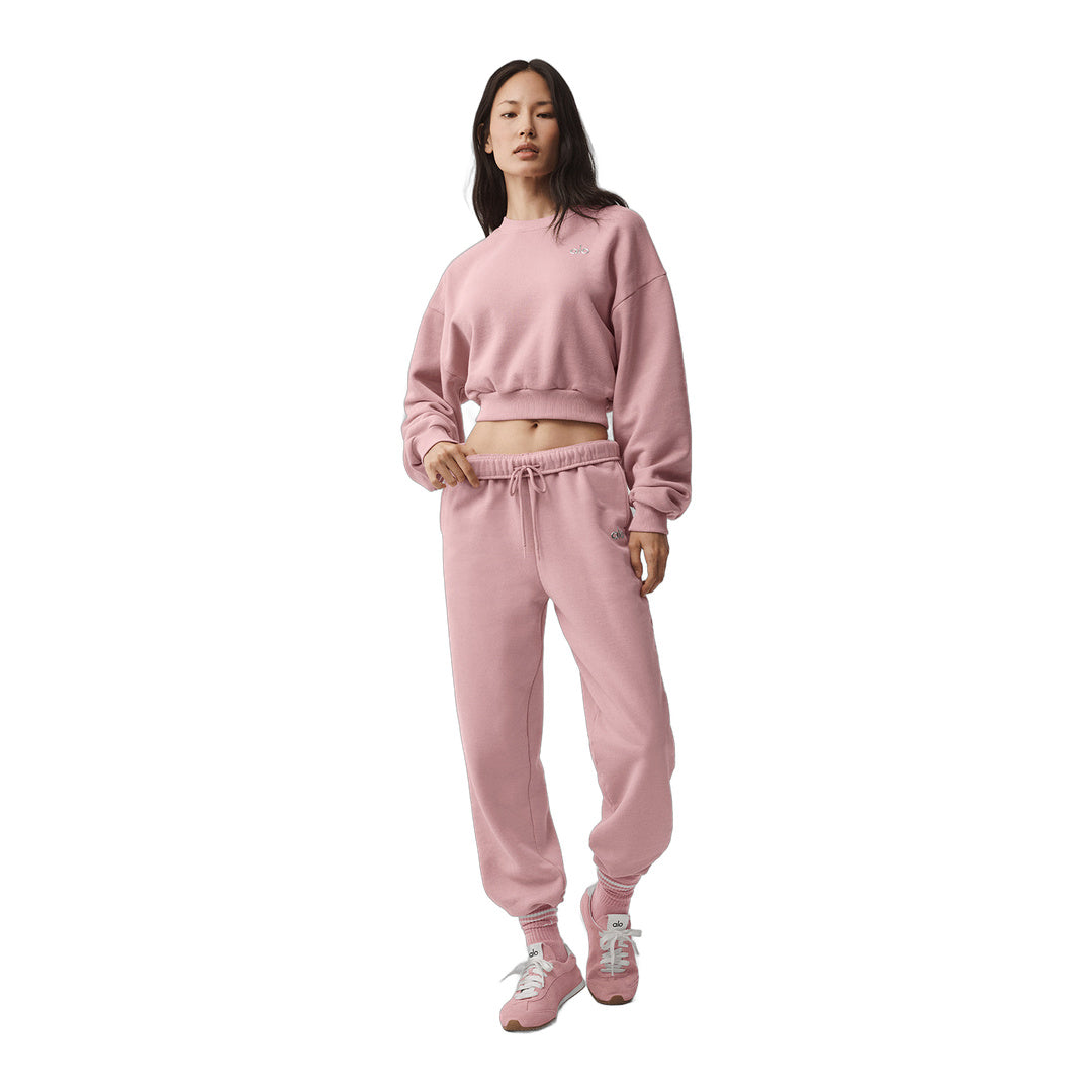 alo Cropped Accolade Crewneck - Vintage Pink