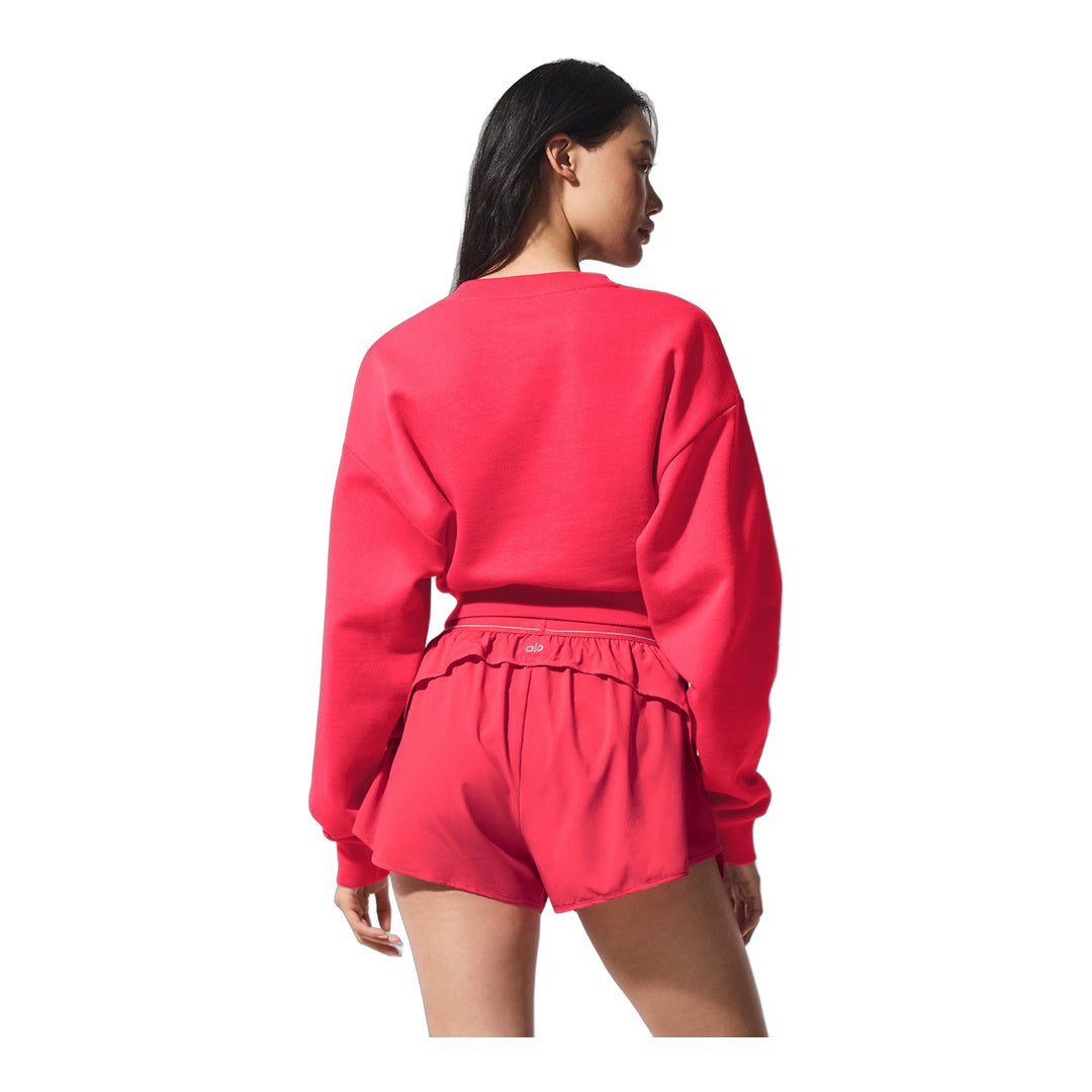 alo Cropped Accolade Crewneck - Candy Red