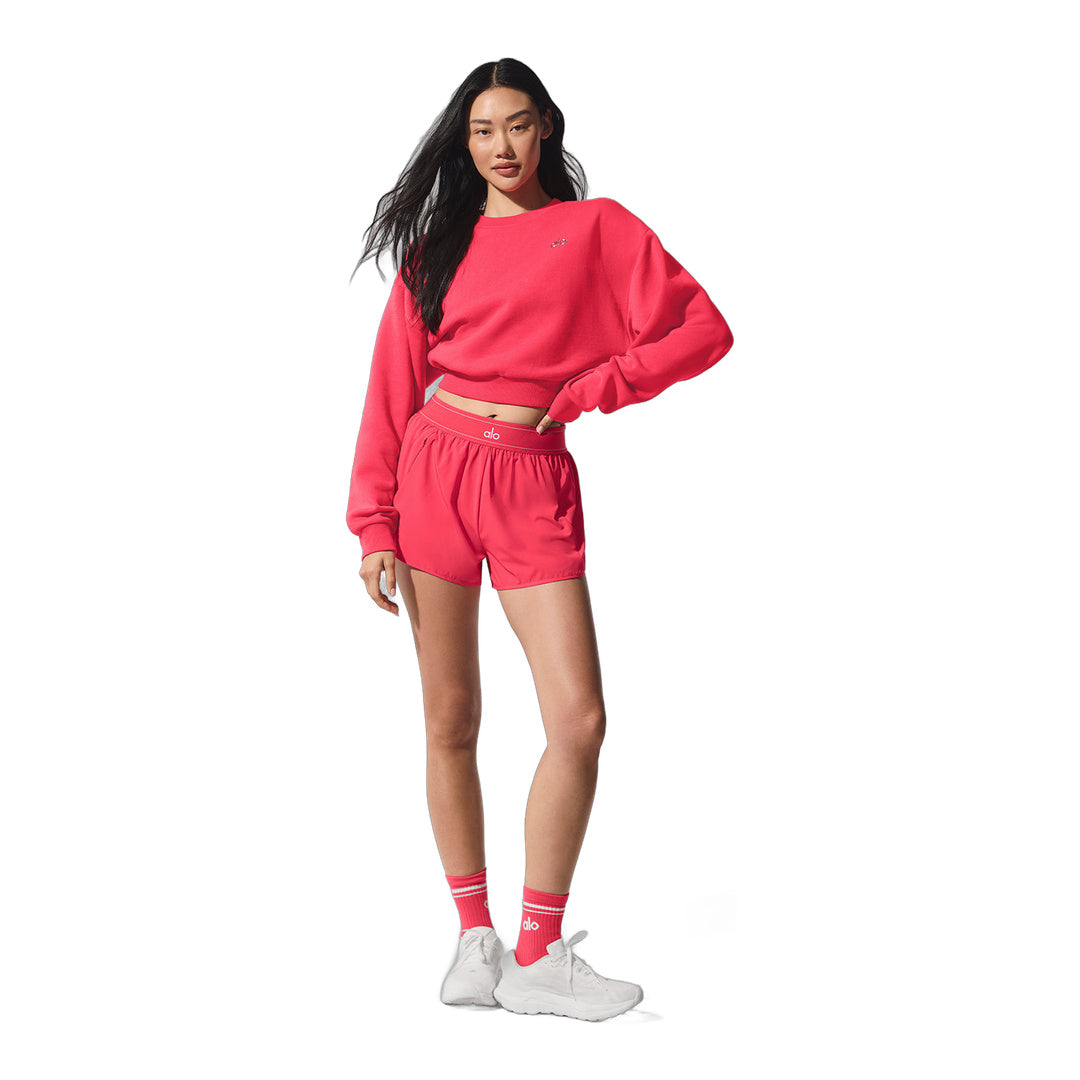 alo Cropped Accolade Crewneck - Candy Red