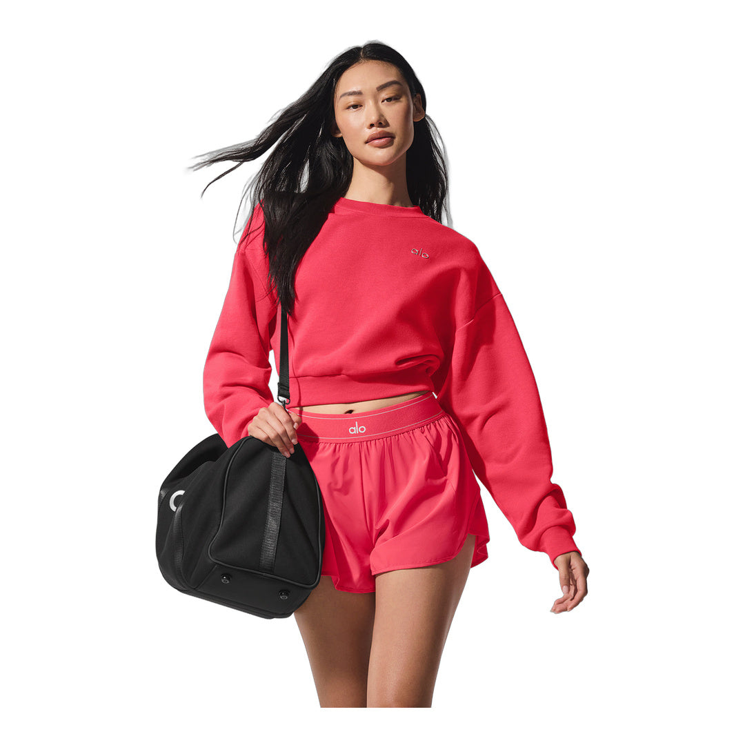 alo Cropped Accolade Crewneck - Candy Red