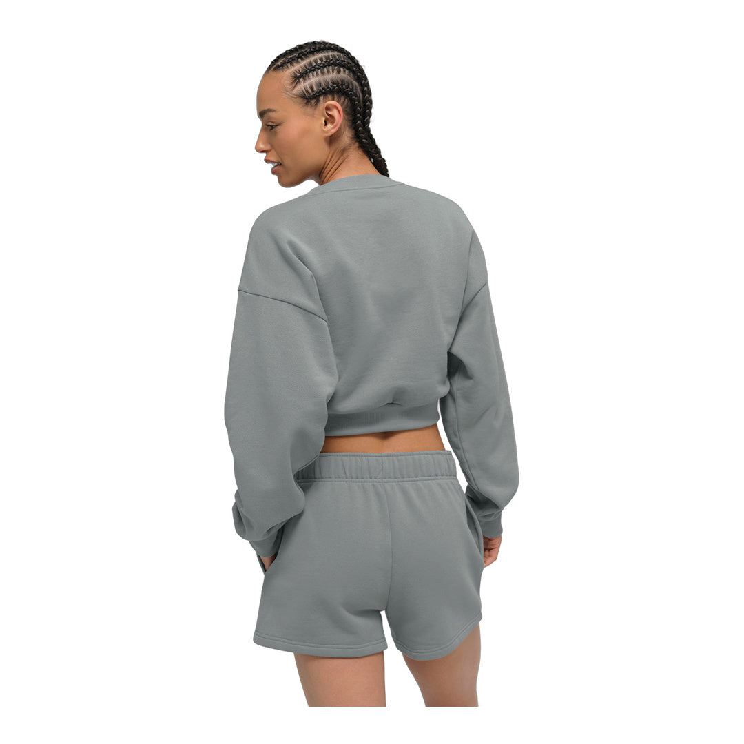 alo Cropped Accolade Crewneck - Lunar Grey
