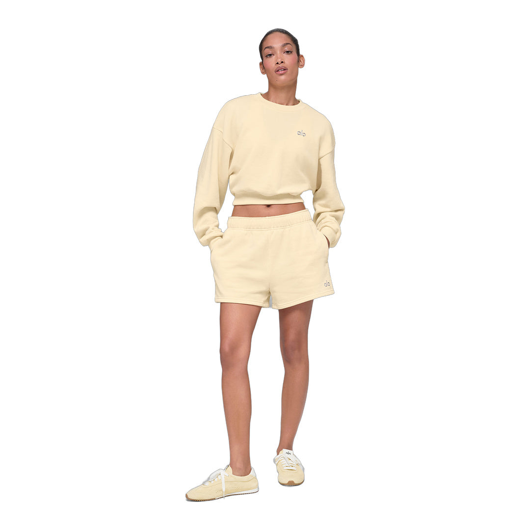 alo Cropped Accolade Crewneck - Candlelight Yellow