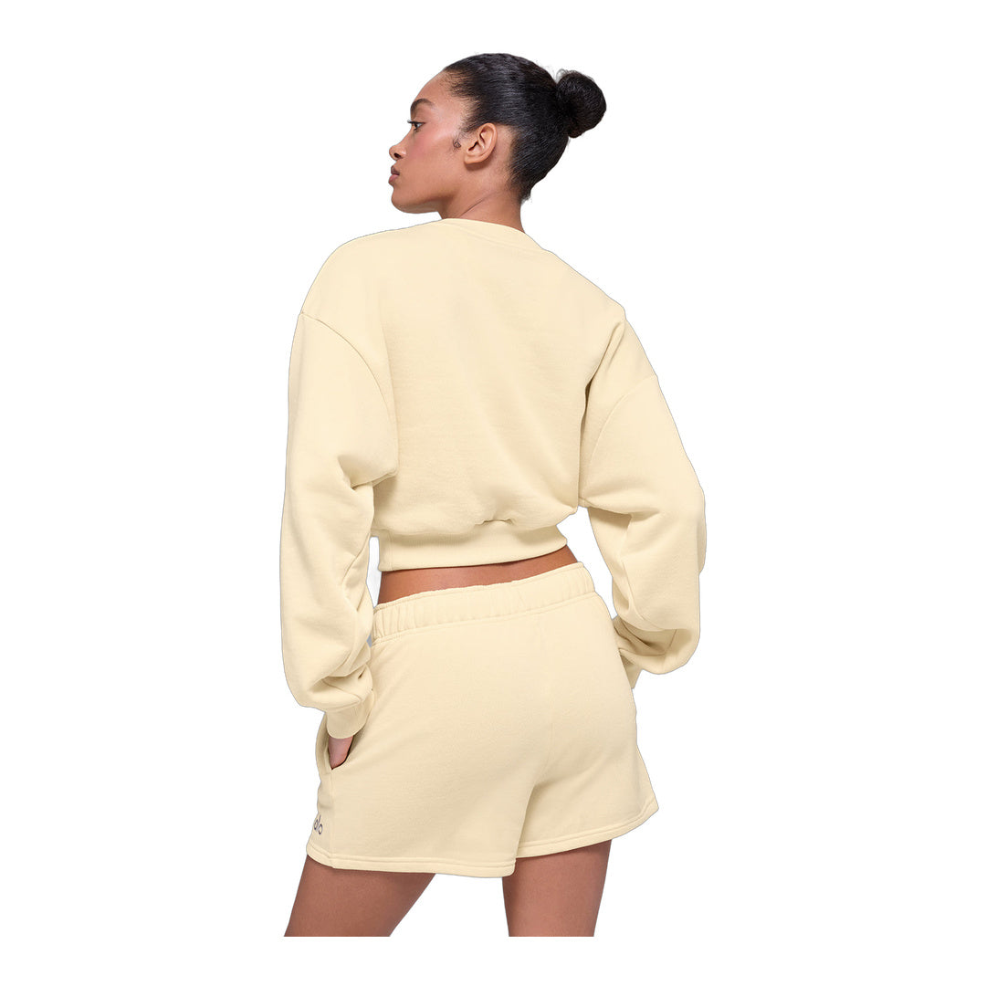 alo Cropped Accolade Crewneck - Candlelight Yellow
