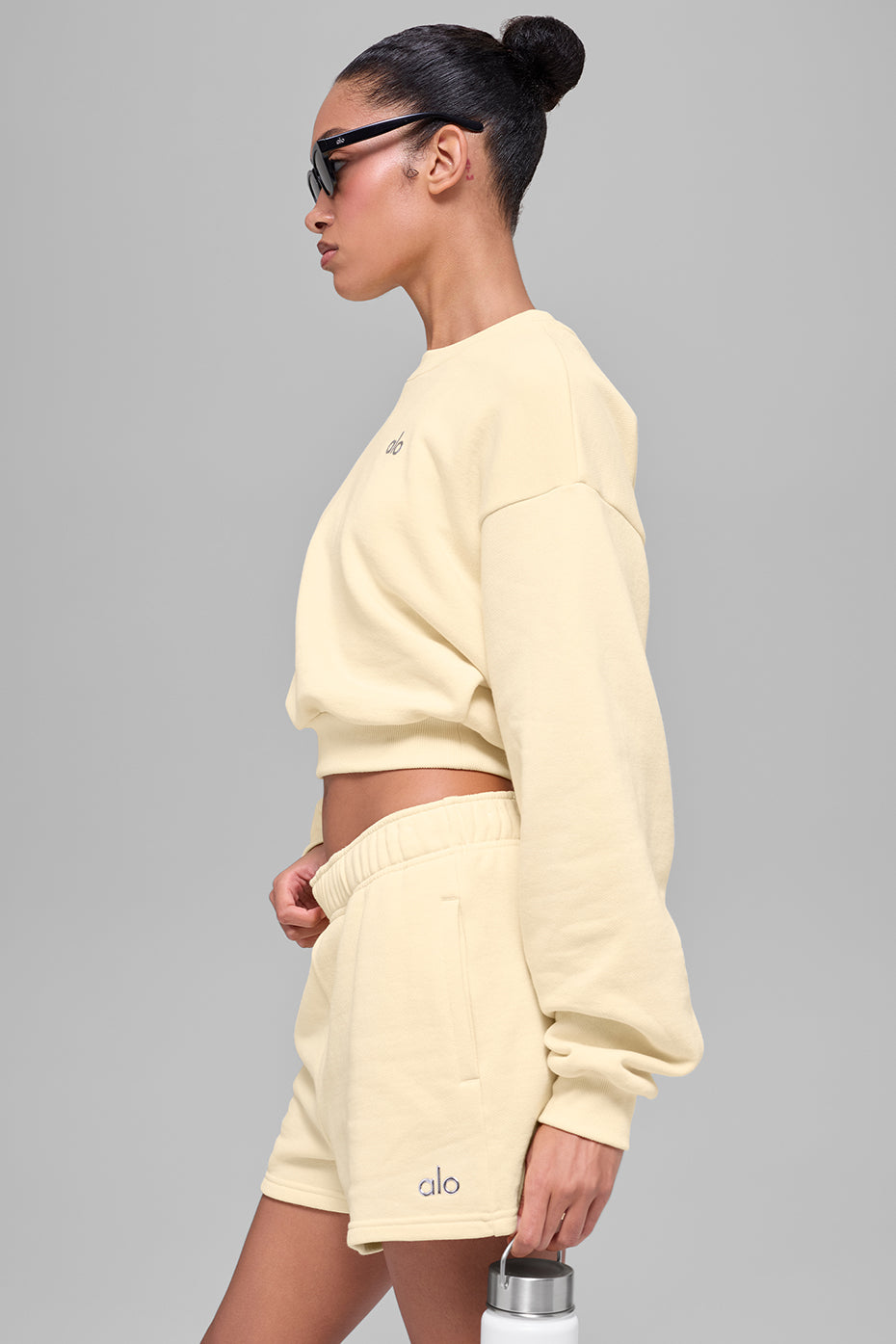 alo Cropped Accolade Crewneck - Candlelight Yellow