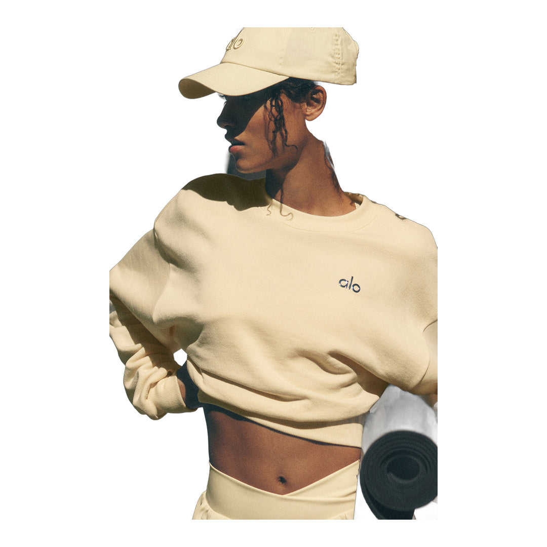 alo Cropped Accolade Crewneck - Candlelight Yellow