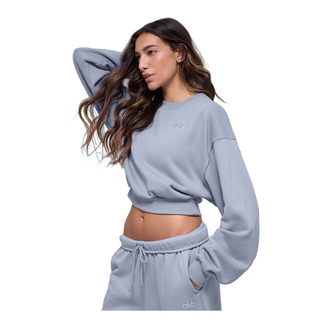 alo Cropped Accolade Crewneck - Winter Frost