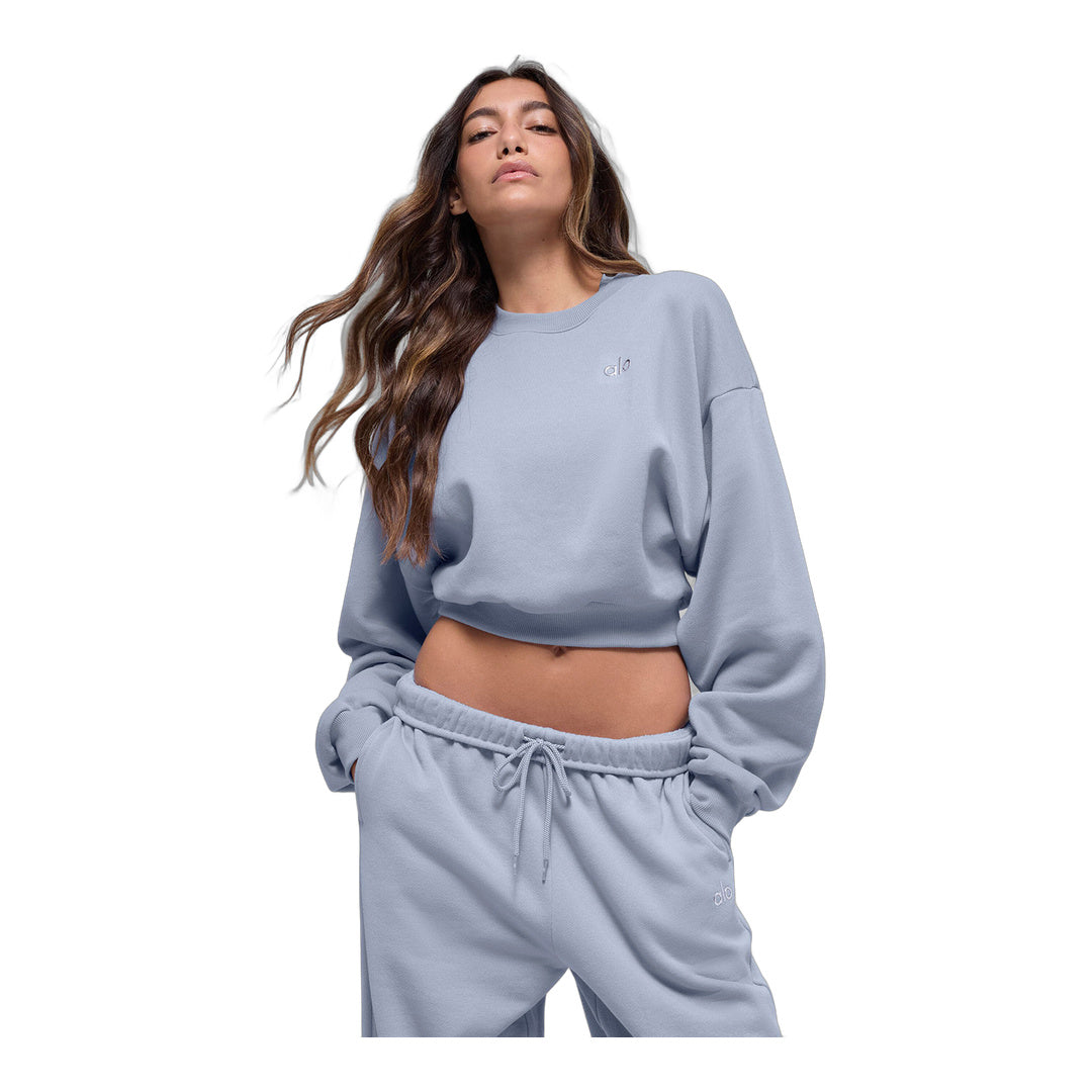 alo Cropped Accolade Crewneck - Winter Frost