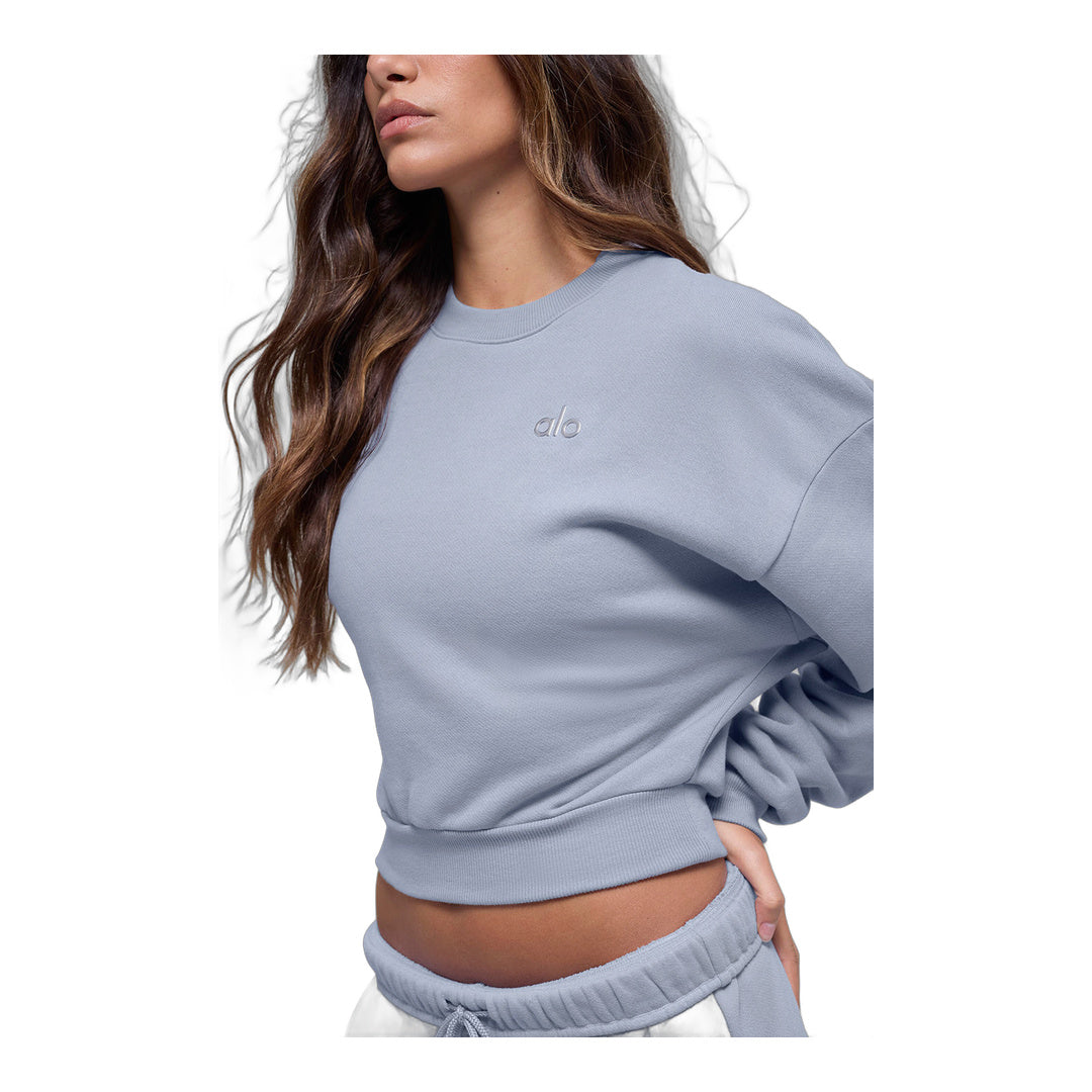alo Cropped Accolade Crewneck - Winter Frost