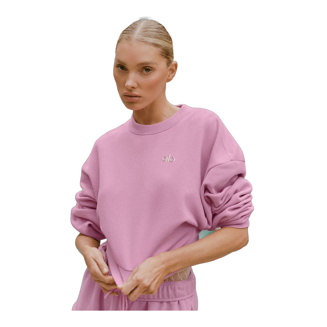alo Cropped Accolade Crewneck - Candy Heart Pink