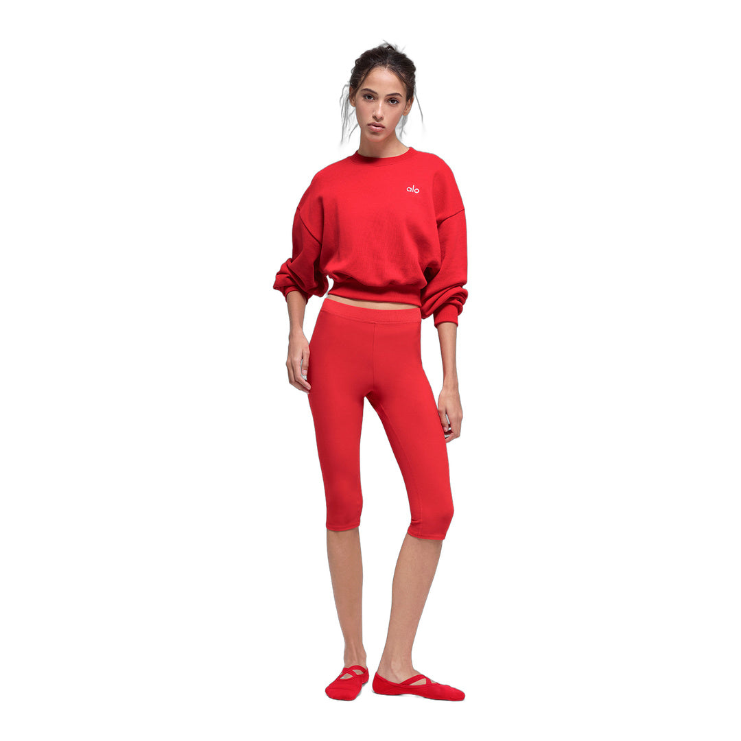 alo Cropped Accolade Crewneck - Bright Red