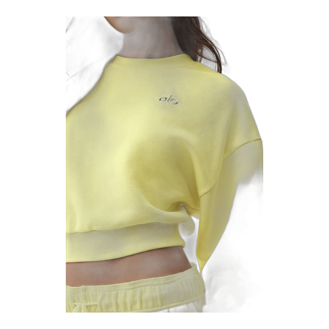 alo Cropped Accolade Crewneck - Sunshine