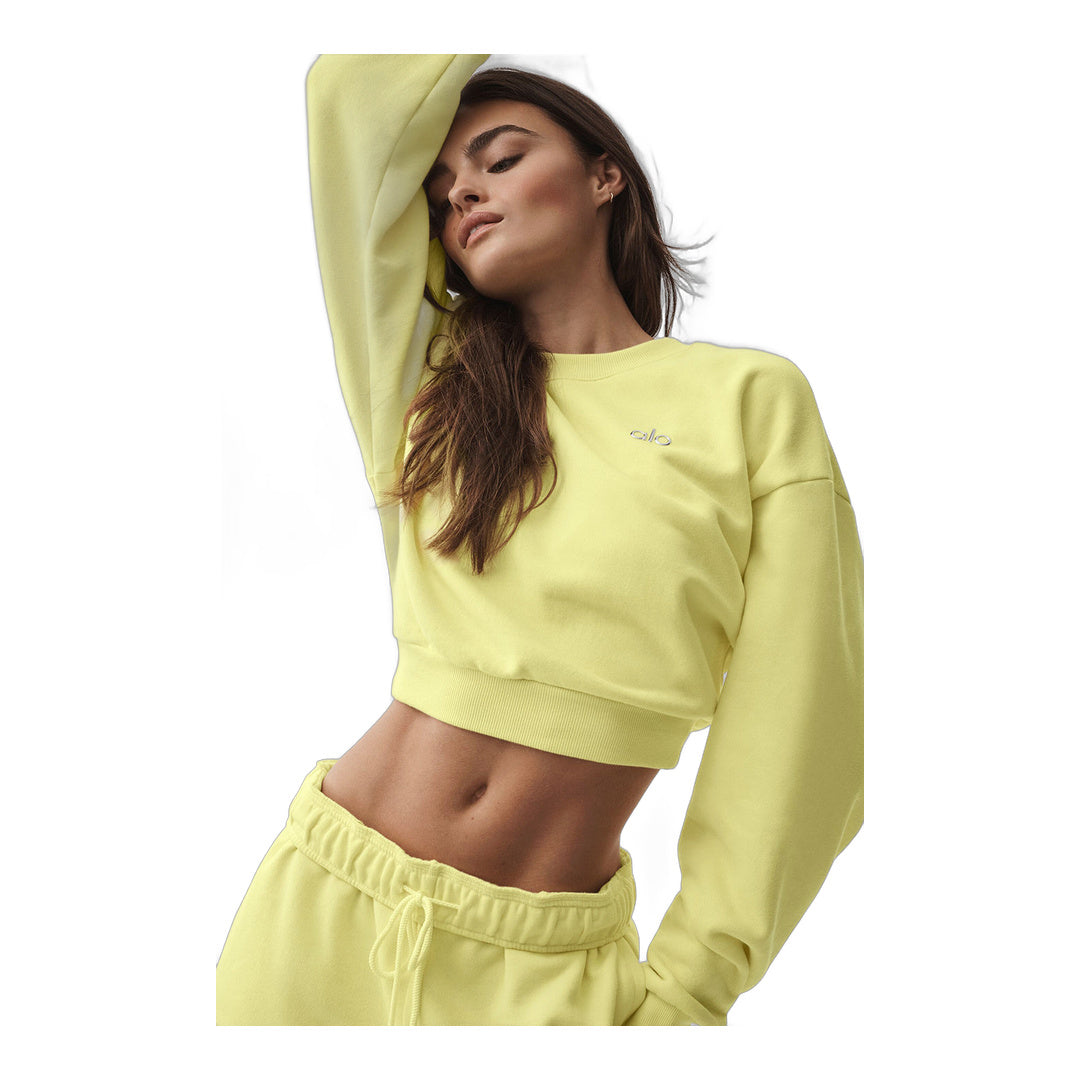 alo Cropped Accolade Crewneck - Sunshine