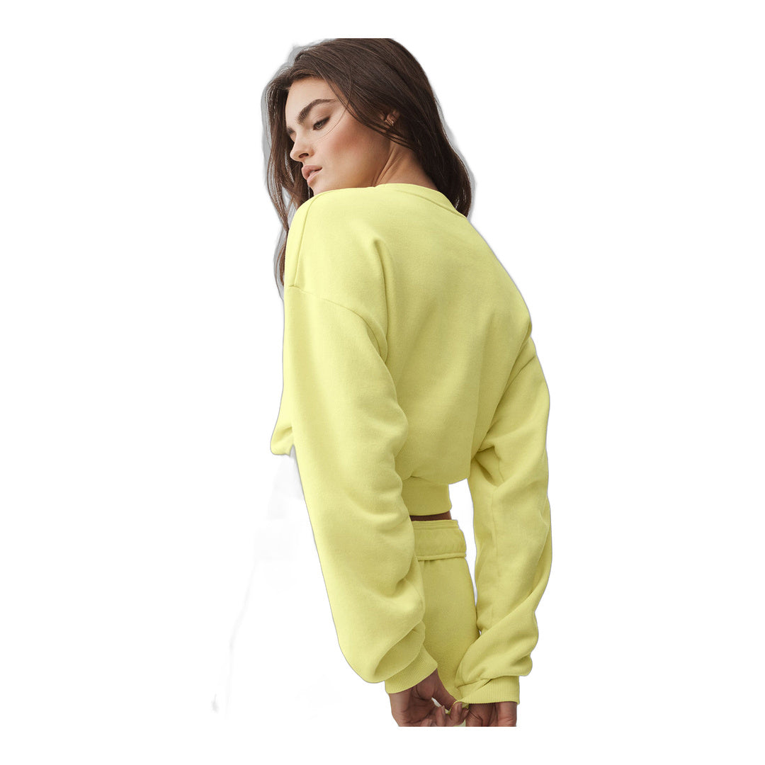 alo Cropped Accolade Crewneck - Sunshine