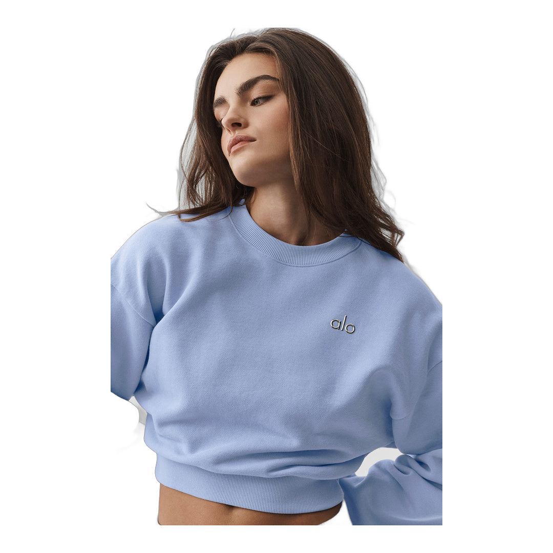 alo Cropped Accolade Crewneck - Light Provence Blue
