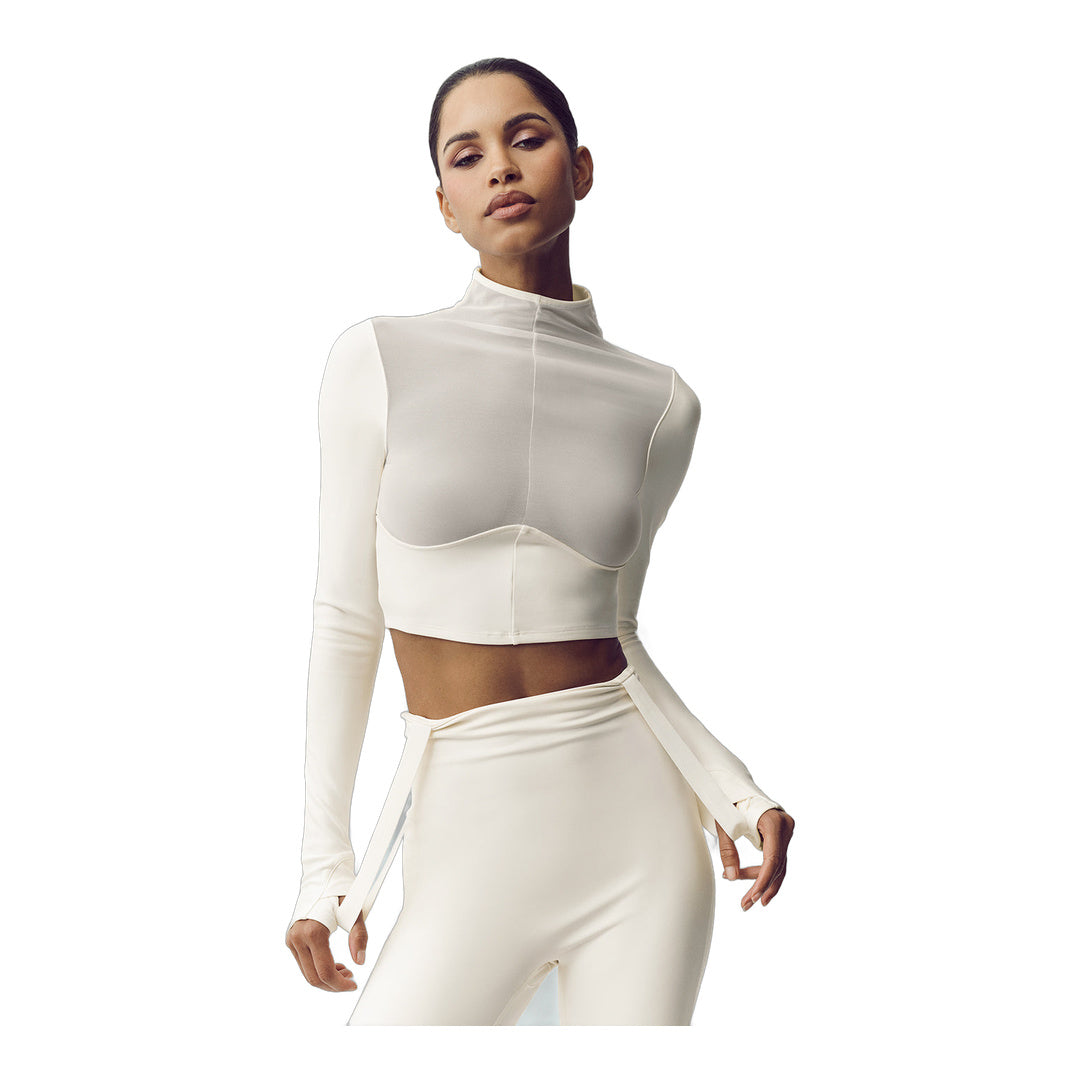 alo Airlift Winter Warm Mesh Ski Time Long Sleeve - Ivory