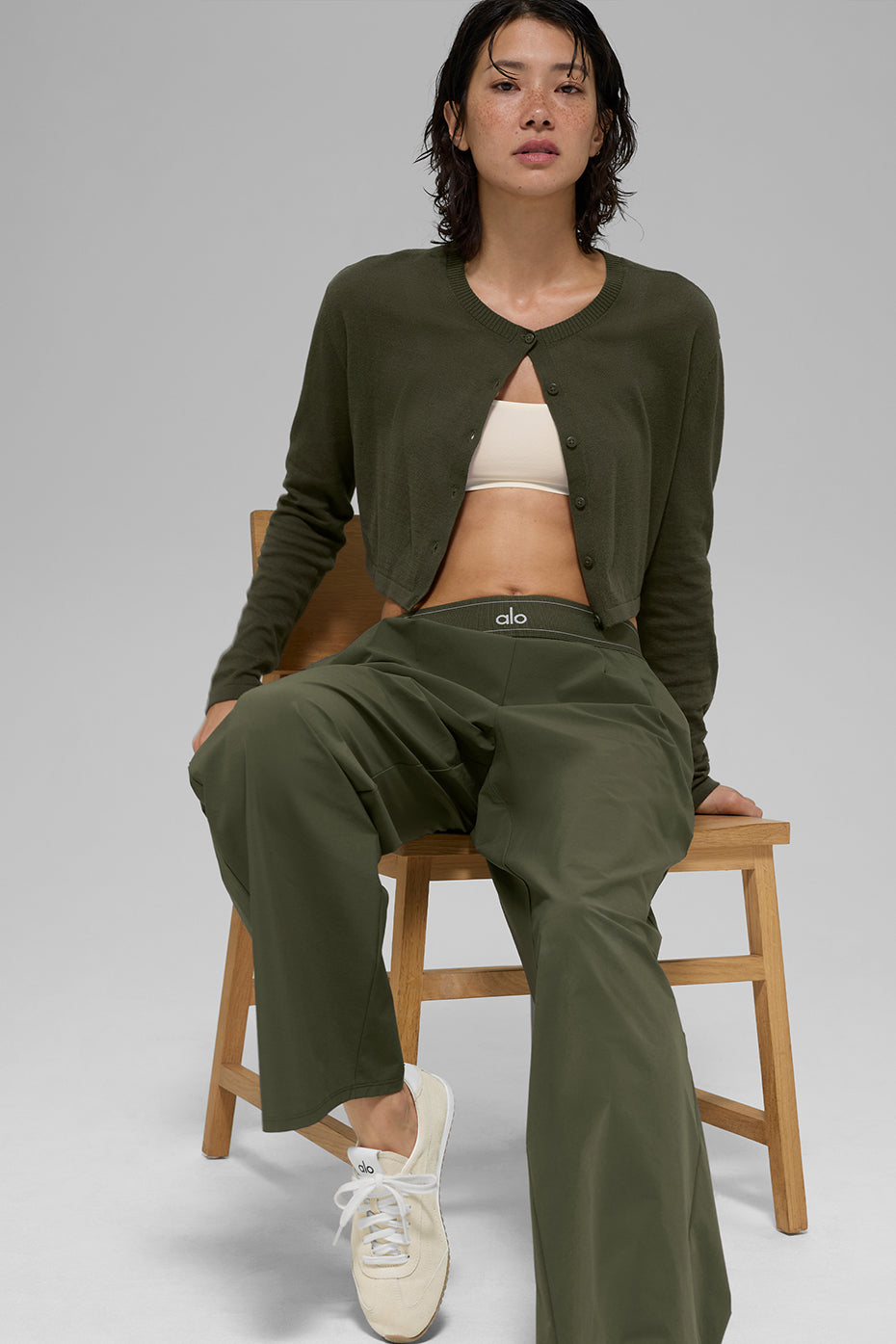 alo Supernatural Sweater Cardigan - Green Olive