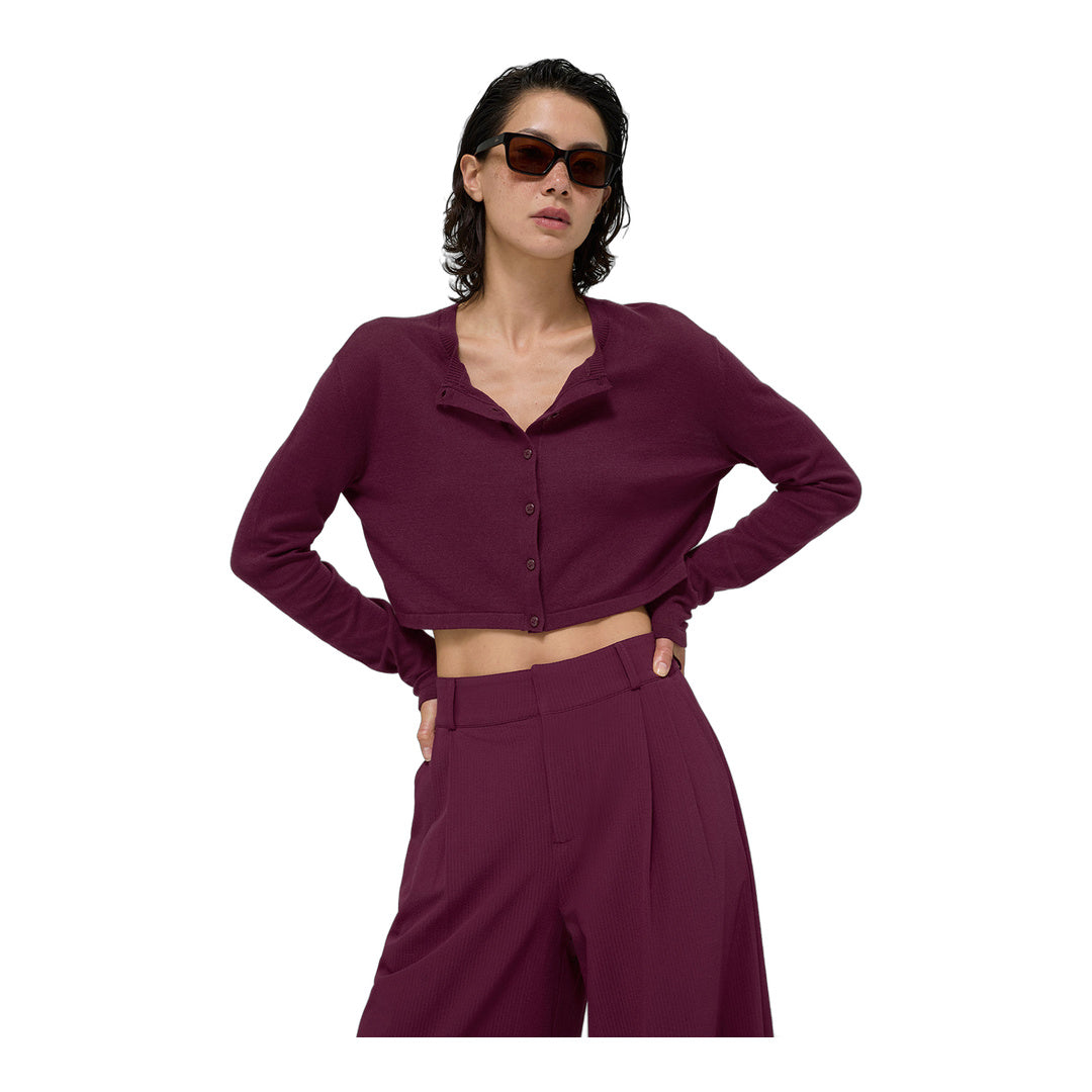 alo Supernatural Sweater Cardigan - Burgundy