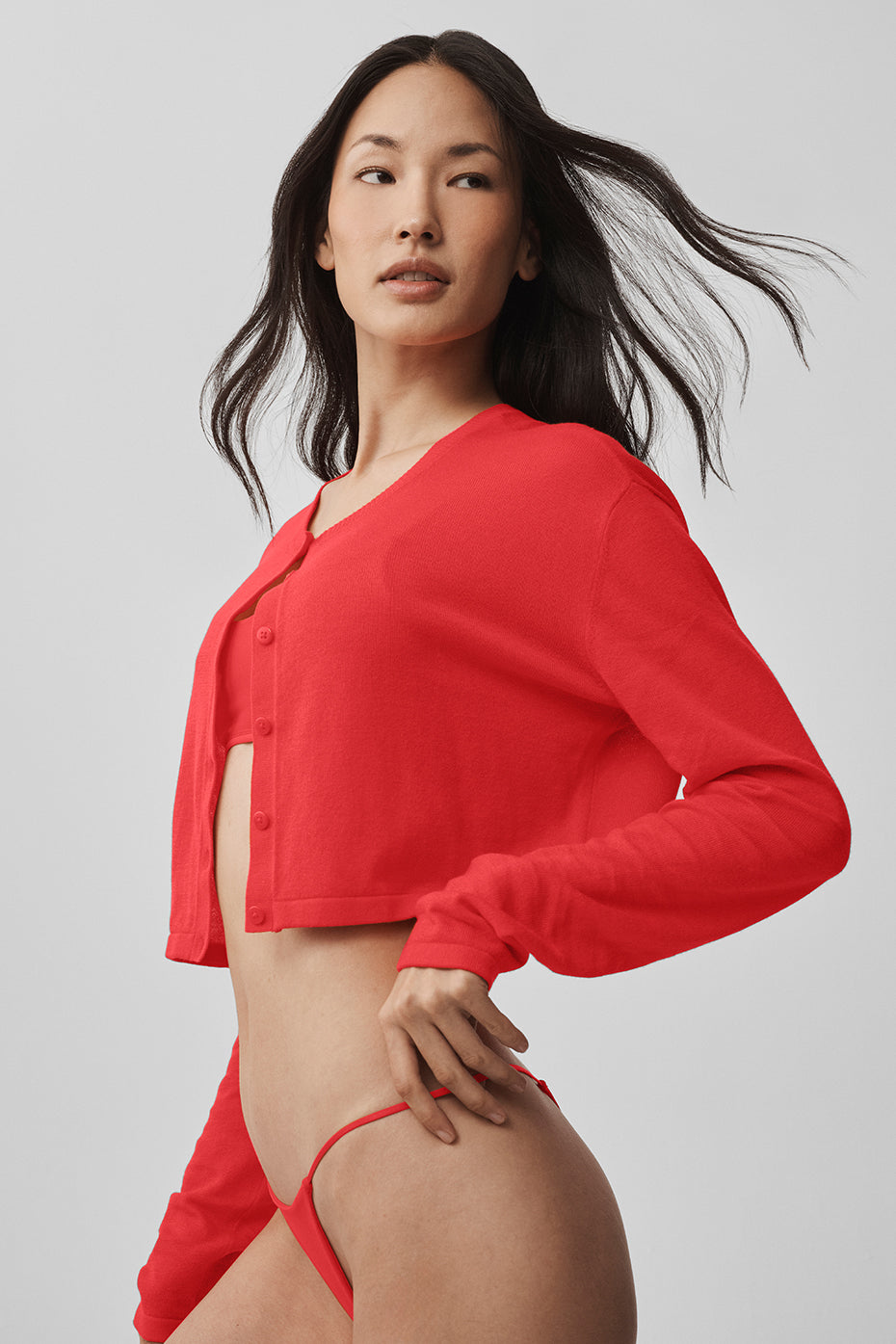 alo Supernatural Sweater Cardigan - Bright Red