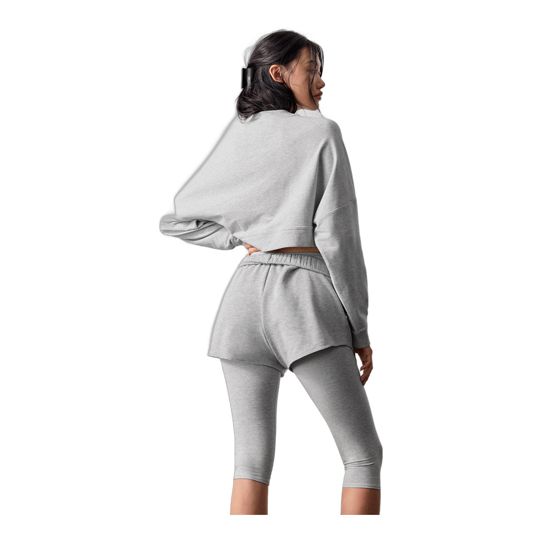 alo Cropped Sway Crew Neck Pullover - Athletic Heather Grey